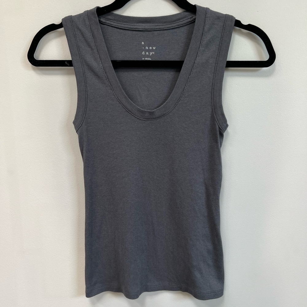 A New Day Gray Fitted Tank Top with Scoop Neckline